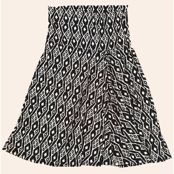 NWT New Max Edition Black White Fold Over Pleated Casual Work Skirt S - Picture 4 of 9